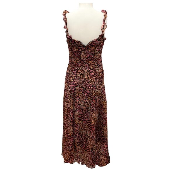 Ulla Johnson Purple / Tan Printed Silk Midi Dress - Picture 3 of 6